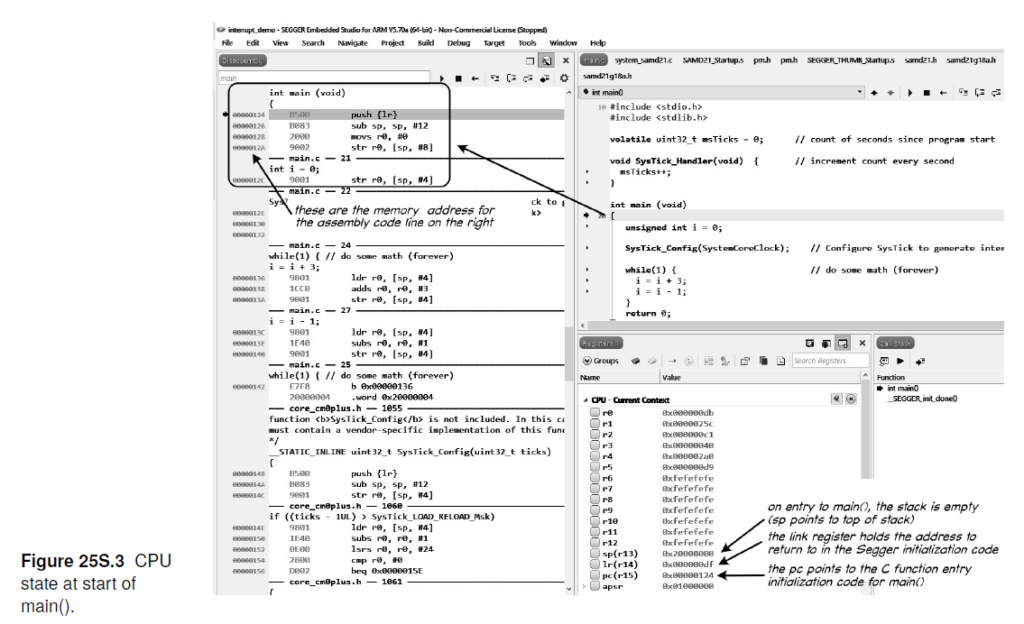 Seeger IDE state of microcontroller after program loading