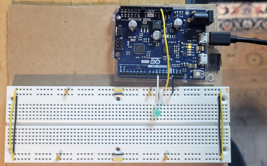 Arduino Zero and breadboard to test code in book using EDBG and Arduino IDE