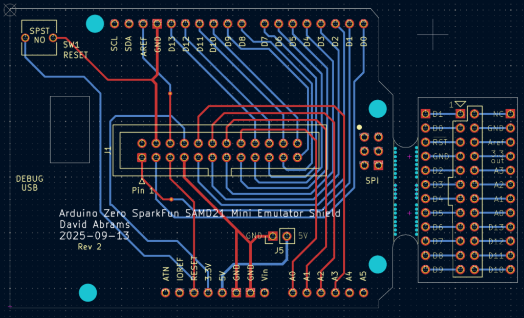Rev 2 of the Arduino Zero SAMD21 Emulator PCB