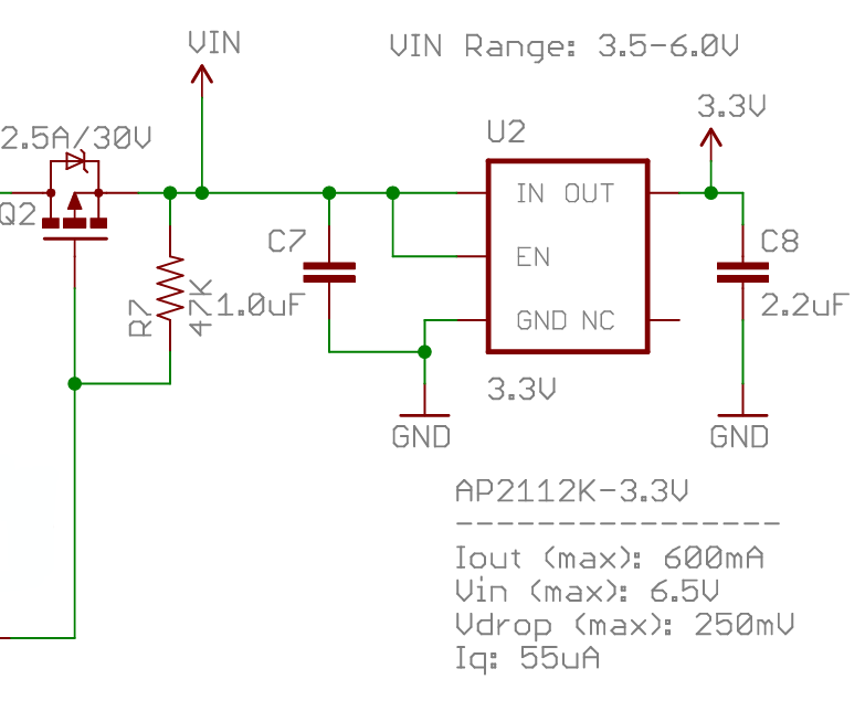 Power input circuit of the SparkFun SAMD21 Mini