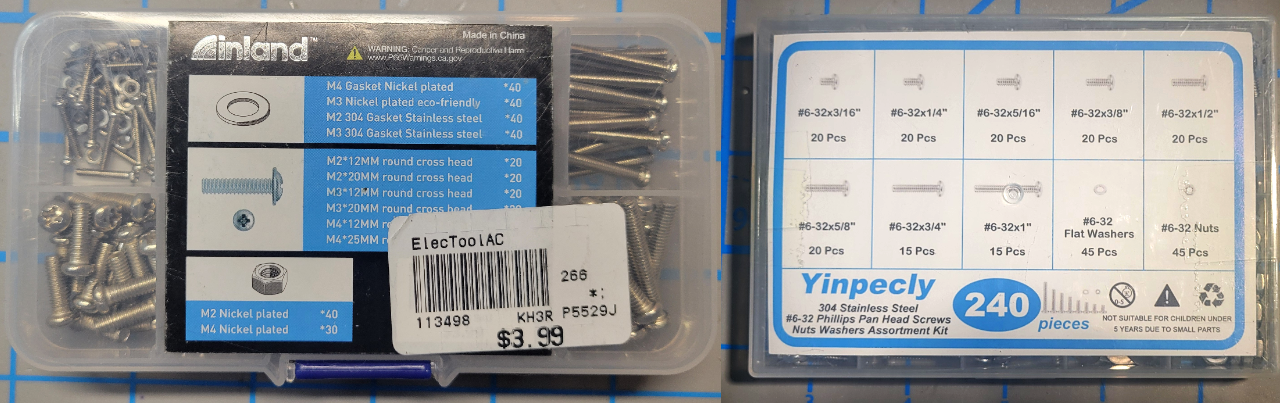 Image of of metric and #6 machine screw kits
