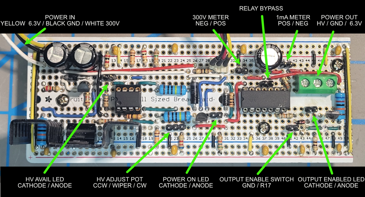 Final circuit with external connections labeled