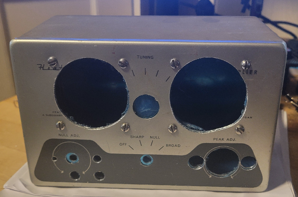 Original Q Multiplier front panel modified to match the internal chassis control holes.
