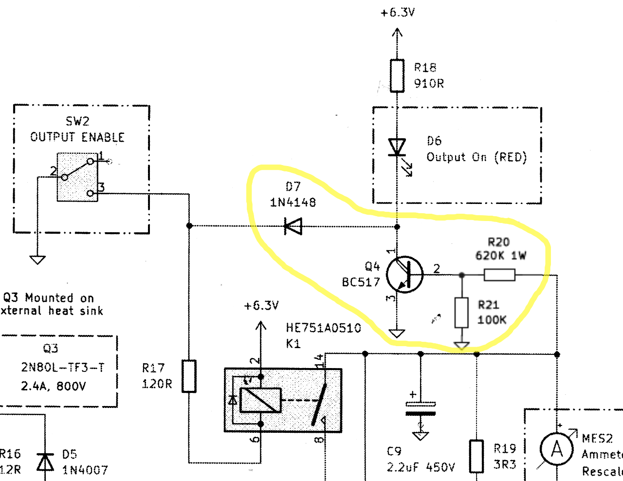 Output voltage sense circuit to light LED even if output enable switch is off
