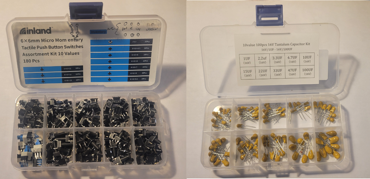 Pushbutton switch and tantalum capacitor kits